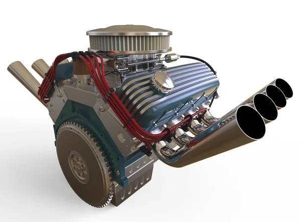 Rendering 3D motore ad asta calda V8 — Foto Stock