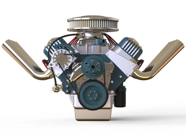 Rendering 3D motore ad asta calda V8 — Foto Stock