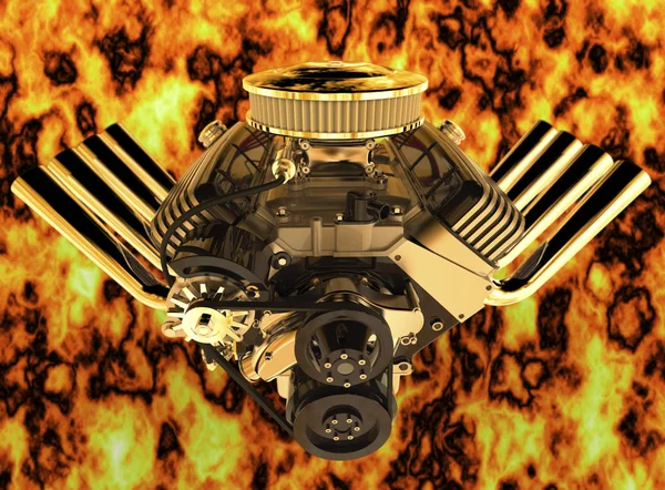 Hot rod V8-motor 3d gör — Stockfoto