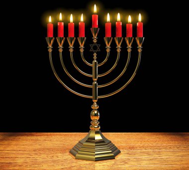 Hanukkah menorah 3d render
