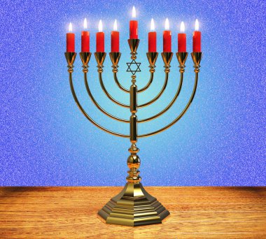 Hanukkah menorah 3d render
