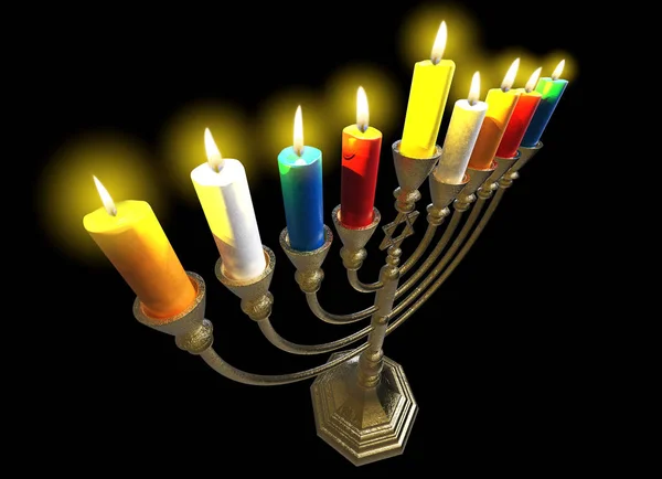 Hanukkah menorah 3D render — Stock Photo, Image