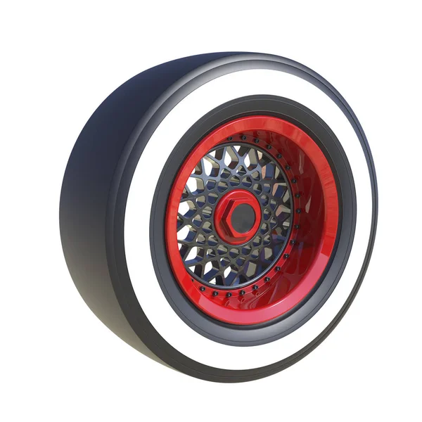 Roue automobile isolée sur blanc. rendu 3D — Photo