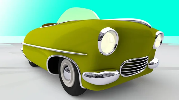 Coche amarillo juguete. Renderizado 3D —  Fotos de Stock