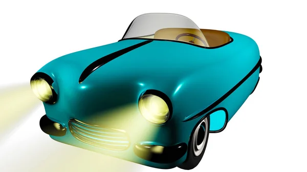 Carro azul de brinquedo. Renderização 3D — Fotografia de Stock