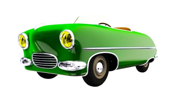 Zielony samochodzik. renderowania 3D — Zdjęcie stockowe