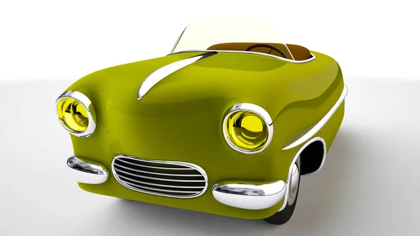 Coche amarillo juguete. Renderizado 3D — Foto de Stock