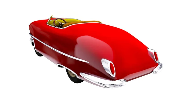 Oyuncak kırmızı araba. 3D render — Stok fotoğraf