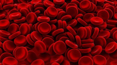 Red blood cells 3D render clipart
