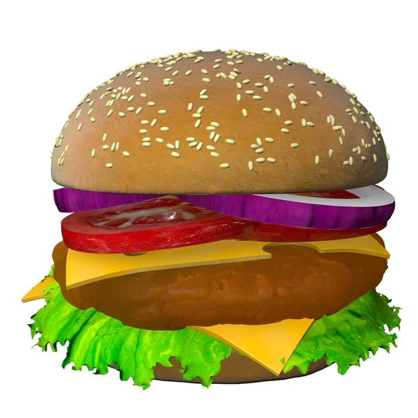 Ідеальний 3D рендер для гамбургерів — стокове фото