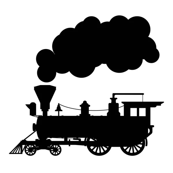 Silhouette locomotive à vapeur — Image vectorielle