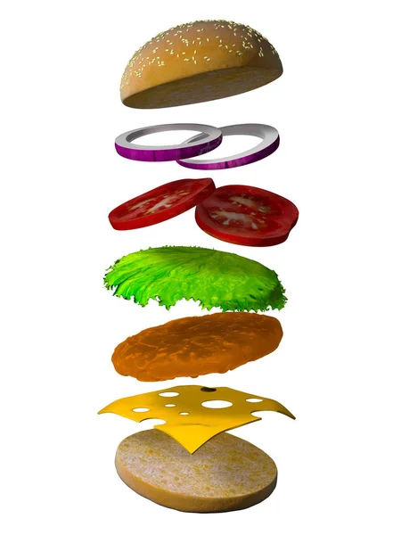 La hamburguesa perfecta 3D render — Foto de Stock