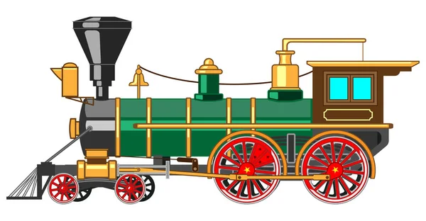 Locomotora de vapor de dibujos animados brillante — Vector de stock