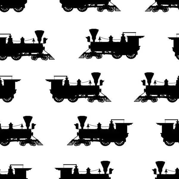 Silhouette vapeur locomotive fond sans couture — Image vectorielle