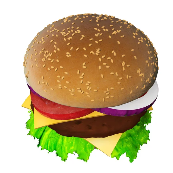 Den perfekta hamburgare 3d render — Stockfoto