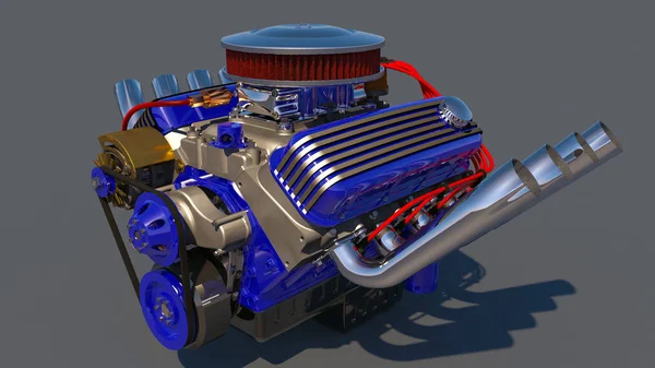 Hot rod motor. 3D render — Stockfoto