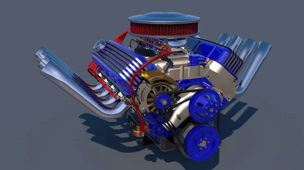 Hot rod silnik. renderowania 3D — Zdjęcie stockowe