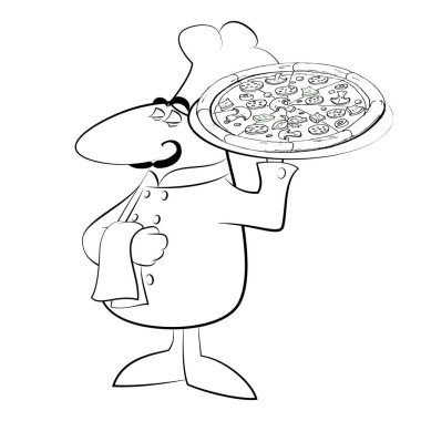Komik şef aşçı pizza