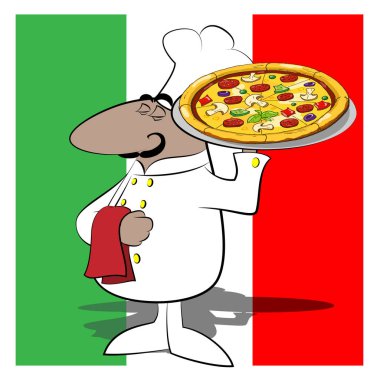 Komik şef aşçı pizza