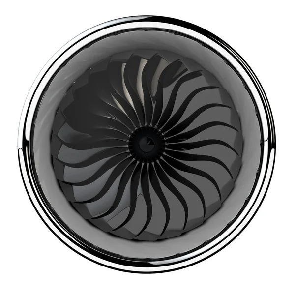 Motor a reacción, palas de turbina del avión, renderizado 3d — Foto de Stock