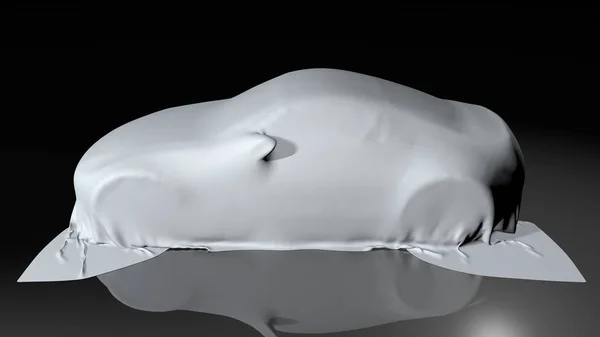 Auto coperta con un panno. Rendering 3D — Foto Stock