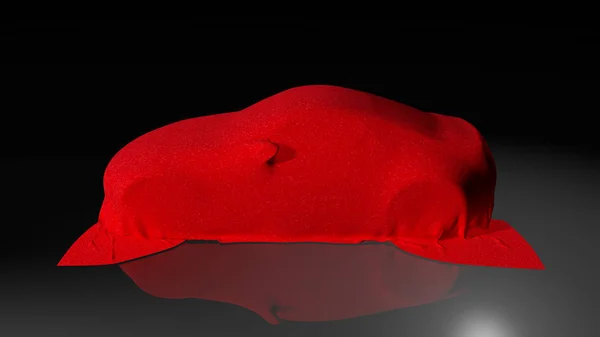 Αυτοκίνητο καλυμμένο με ένα πανί. 3D καθιστούν — Φωτογραφία Αρχείου