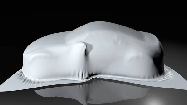 Samochód pokryte tkaniną. renderowania 3D — Zdjęcie stockowe