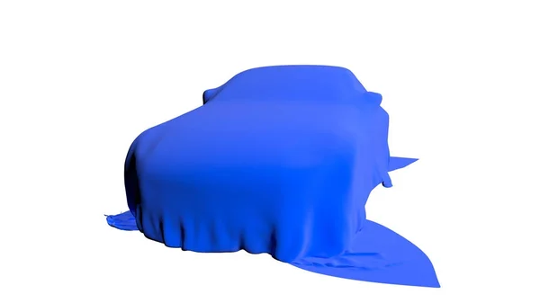 Auto is voorzien van een geïsoleerd doek. 3D render — Stockfoto