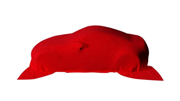Αυτοκίνητο καλυμμένο με ένα πανί που απομονώνονται. 3D καθιστούν — Φωτογραφία Αρχείου