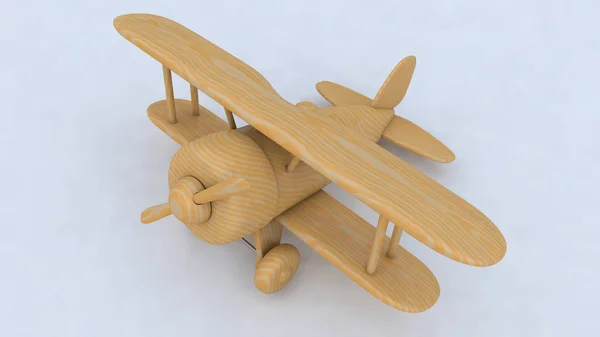 Avion jouet en bois. rendu 3D — Photo