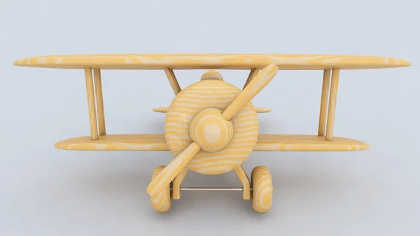 Avión de juguete de madera. Renderizado 3D — Foto de Stock