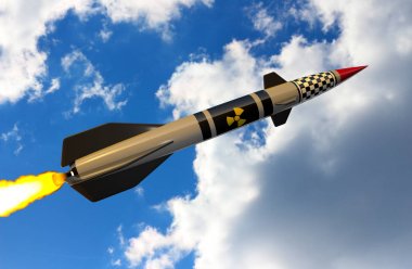 Nuclear missile. 3D render clipart