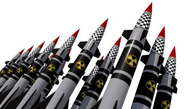 Nükleer füzeler. 3D render