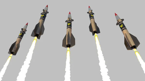 Misiles nucleares. Renderizado 3D — Foto de Stock