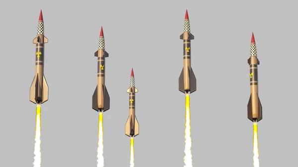 Nucleaire raketten. 3D render — Stockfoto