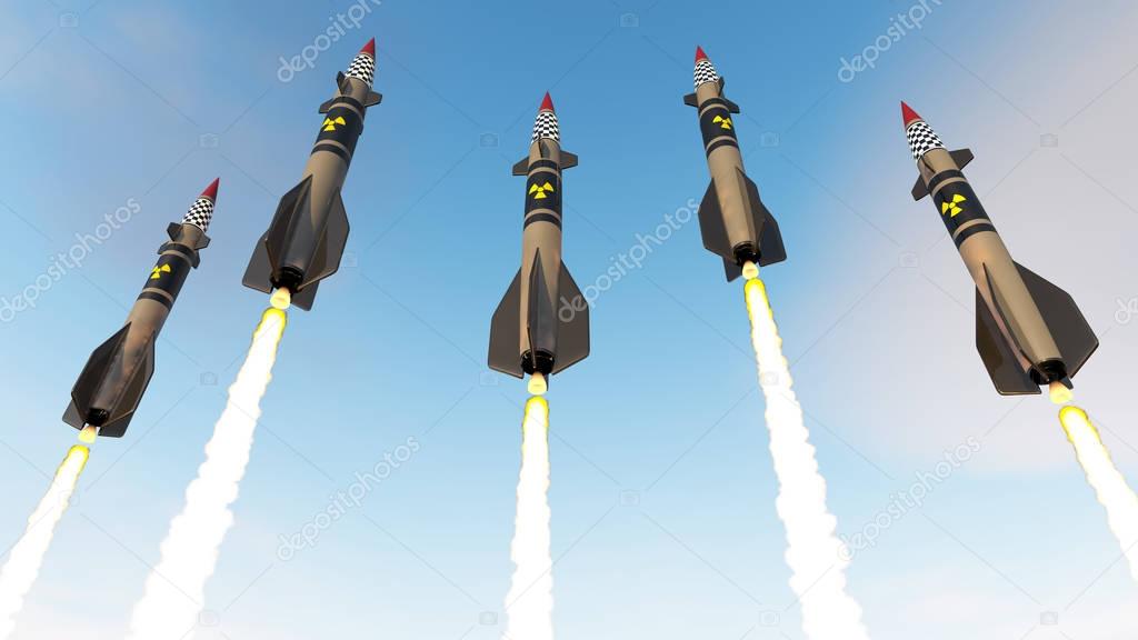 Nuclear missiles. 3D render