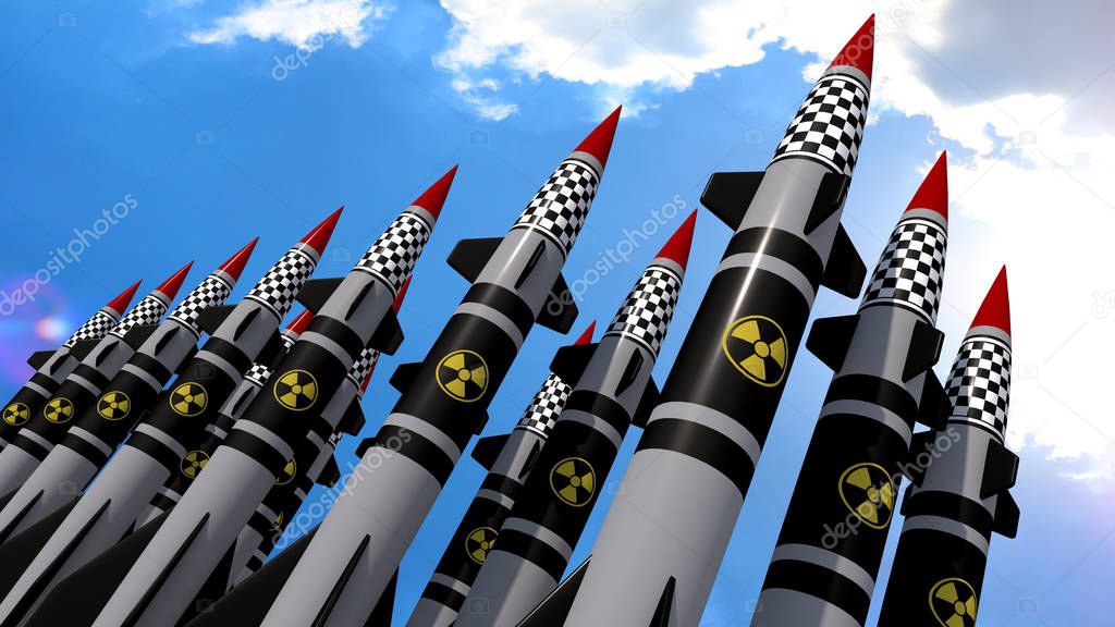 Nuclear missiles. 3D render