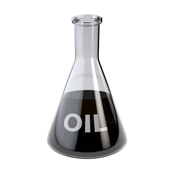 Laboratory glassware with oil. 3D render — Stock Photo, Image