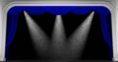 Mavi perde. 3D render