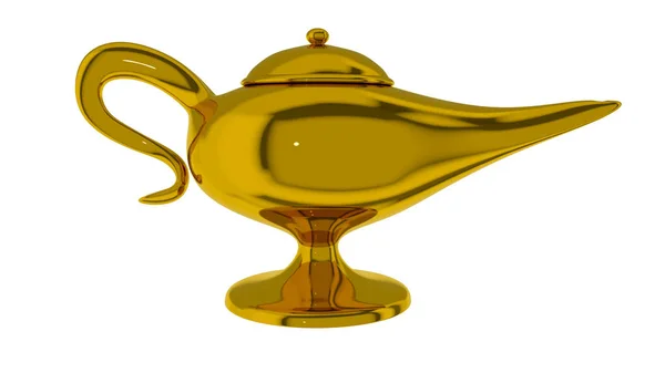 Lâmpada mágica de Aladdin. Renderização 3D — Fotografia de Stock