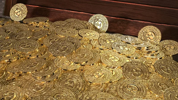 Tesoro de monedas pirata. Renderizado 3D . —  Fotos de Stock