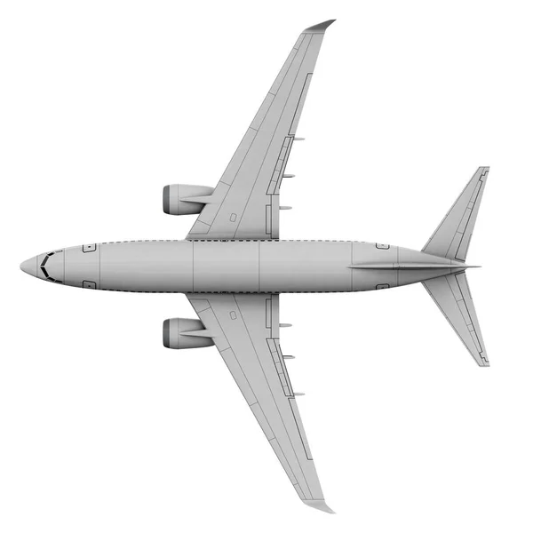 Commercial jet plane. 3D render. View from the top — Stock Photo, Image