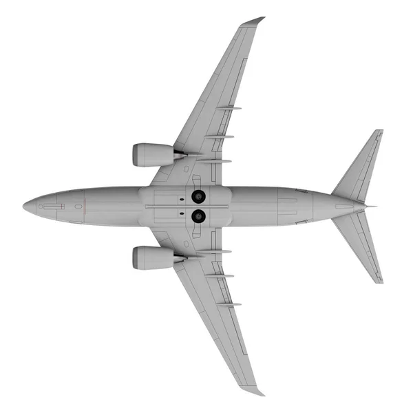 商用喷气飞机。3d 渲染。底部视图 — 图库照片
