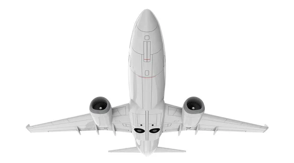 Avião comercial. Renderização 3D. Vista frontal inferior — Fotografia de Stock
