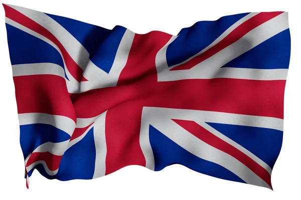 Britse vlag met textuur van de stof. 3D-remder. — Stockfoto
