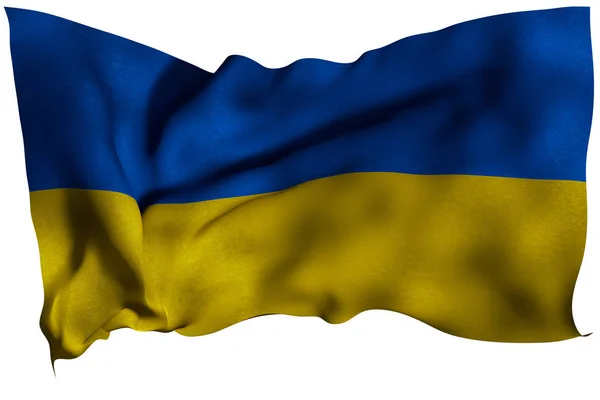 Kumaş dokulu Ukrayna bayrağı. 3D remder. — Stok fotoğraf