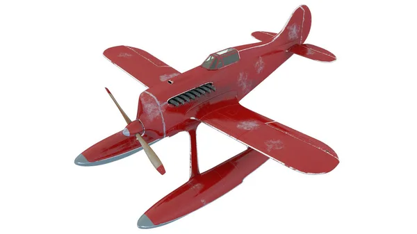 Röd sjöflygplan. 3D render — Stockfoto
