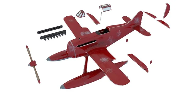 Rode watervliegtuig. 3D render — Stockfoto