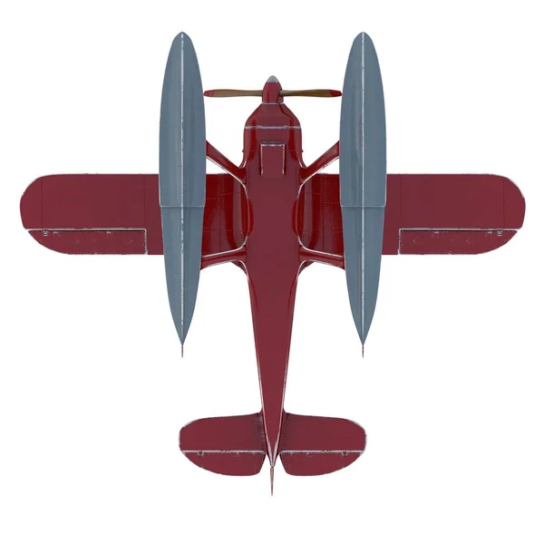 Rotes Wasserflugzeug. 3D-Darstellung — Stockfoto
