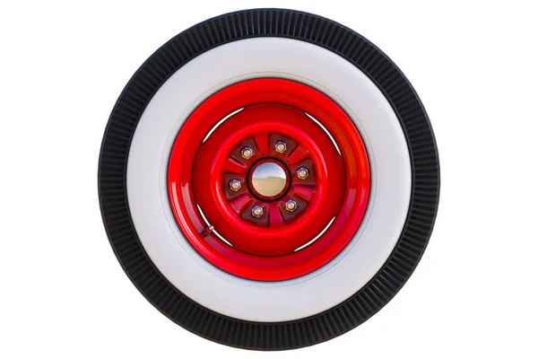 Червоне ретро колесо. 3D візуалізація — стокове фото